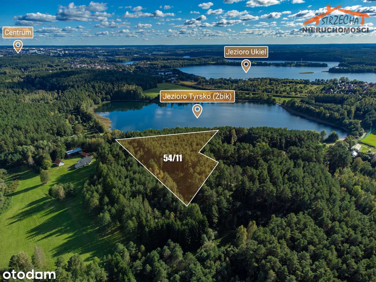 Działka z linią jeziora i z  planem zabud jednorodzinna lub turystyka-1