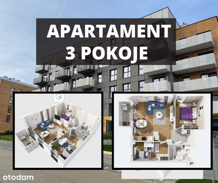 Apartament 3 pokoje + balkon !Zarezerwuj Spotkanie