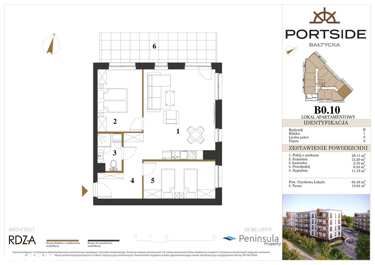 3-pokojowe mieszkanie 64m2 + ogródek Bezpośrednio - Pełny obrazek: 2/7