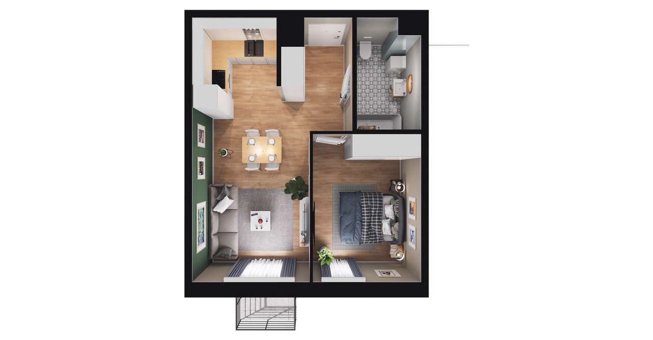 2-pokojowe mieszkanie 38m2 + balkon Bezpośrednio - Pełny obrazek: 2/8