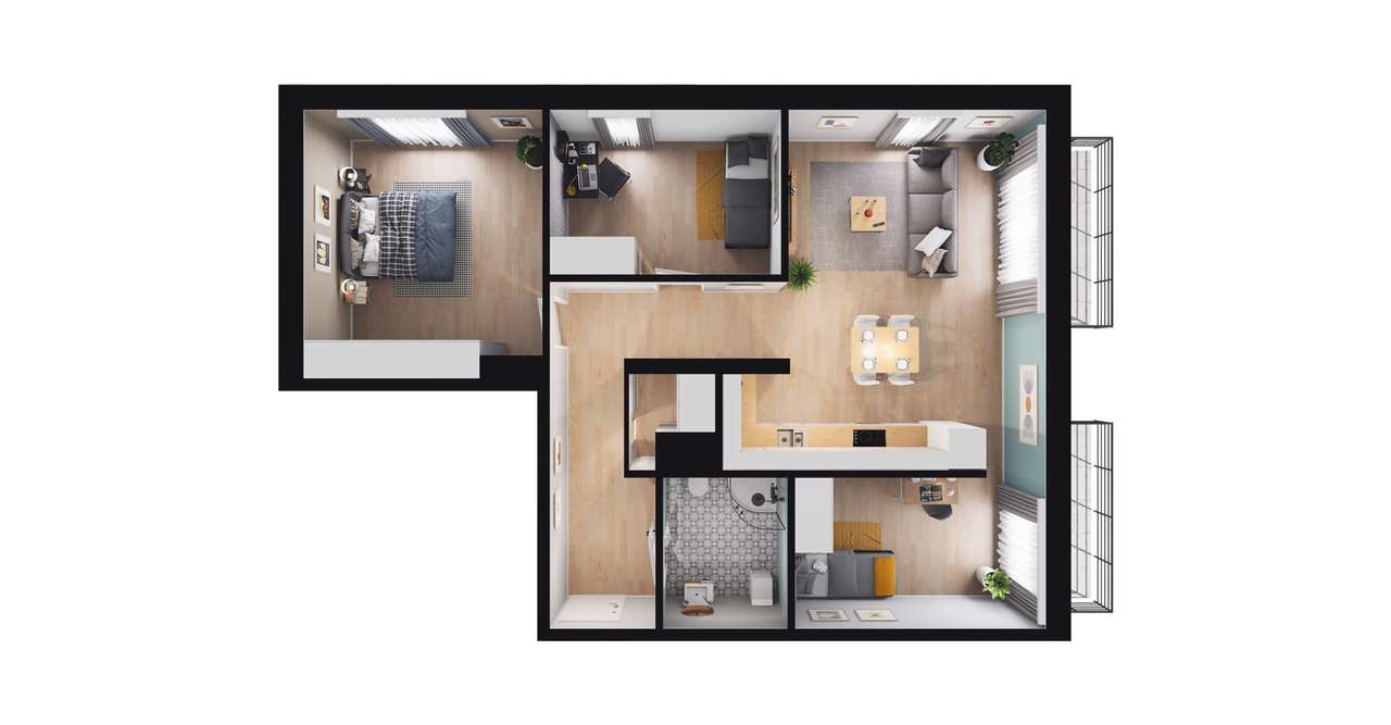 4-pokojowe mieszkanie 80m2 + 2 balkony - Pełny obrazek: 2/8