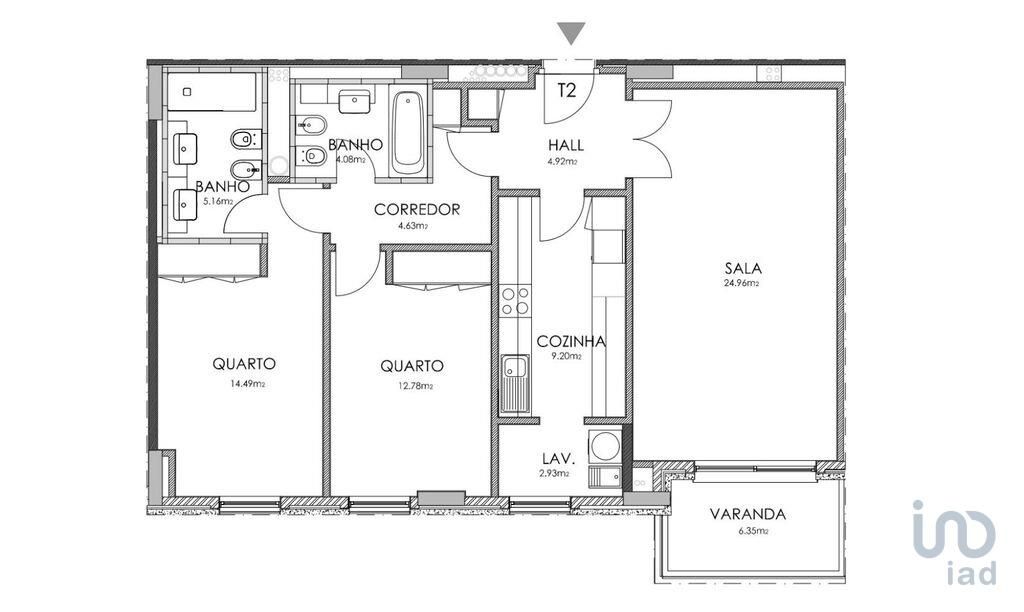 Apartamento T2 em Lisboa de 101,00 m2