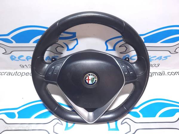 VOLANTE GUIADOR COMPLETO ALFA ROMEO GIULIETTA II 71779533  FLAT PELE PATILHAS COMANDOS MULTIFUNÇÕES AIRBAG MITO 955 - 3