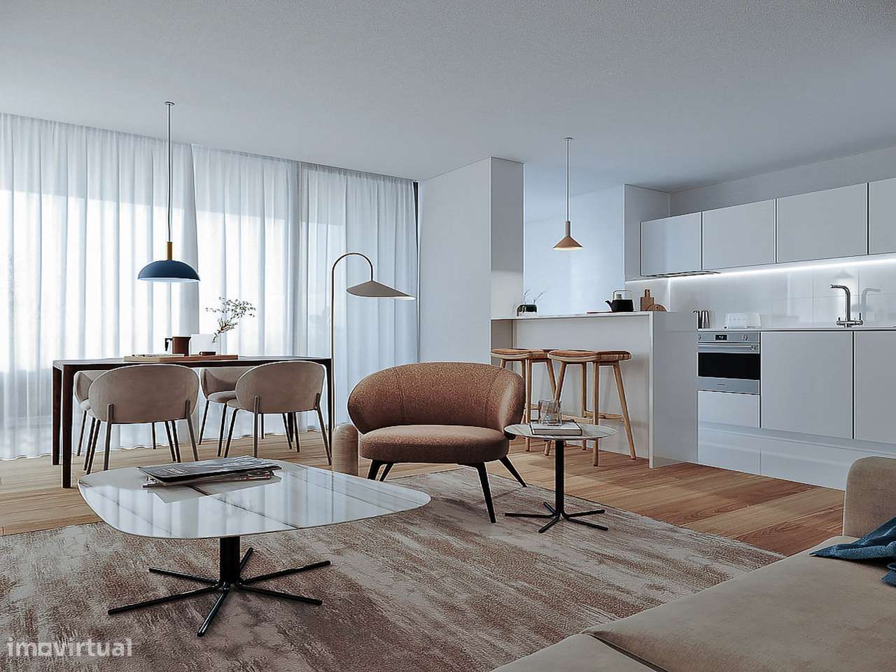 Apartamento T3 novo com lugar duplo de garagem na Madalena.-11