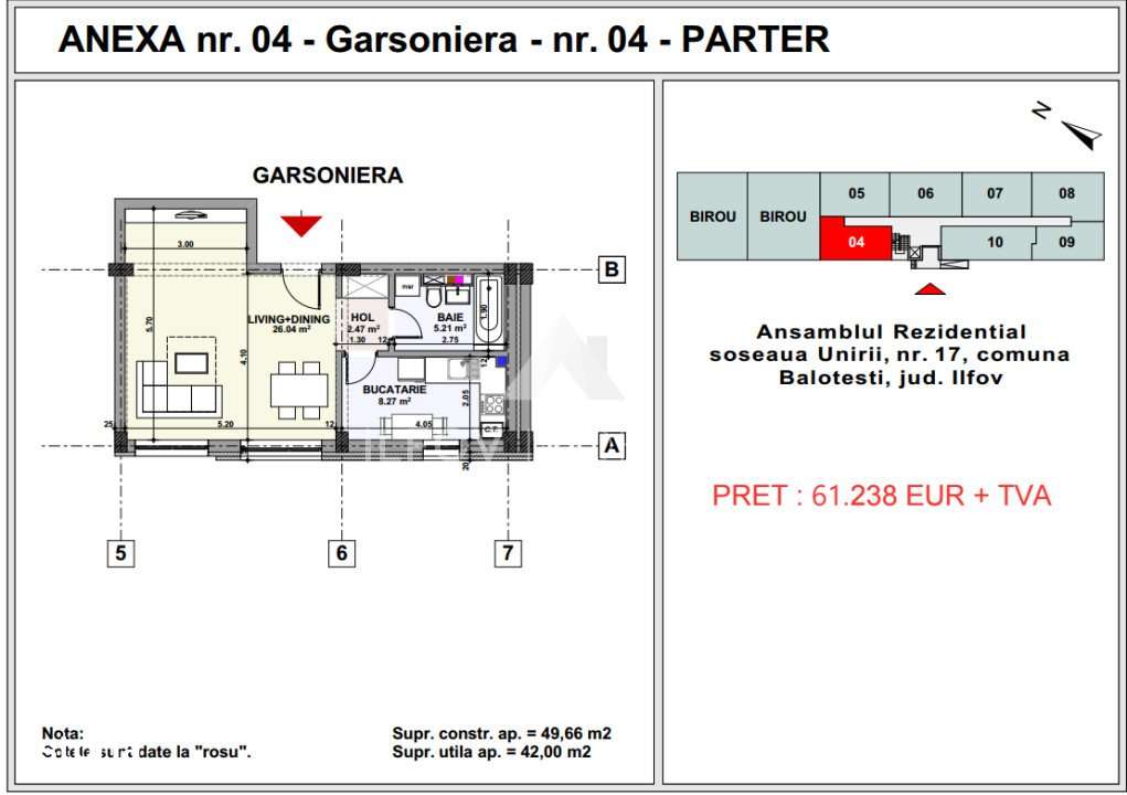 Garsoniera in Complex Unirii Apartment's Balotesti-4