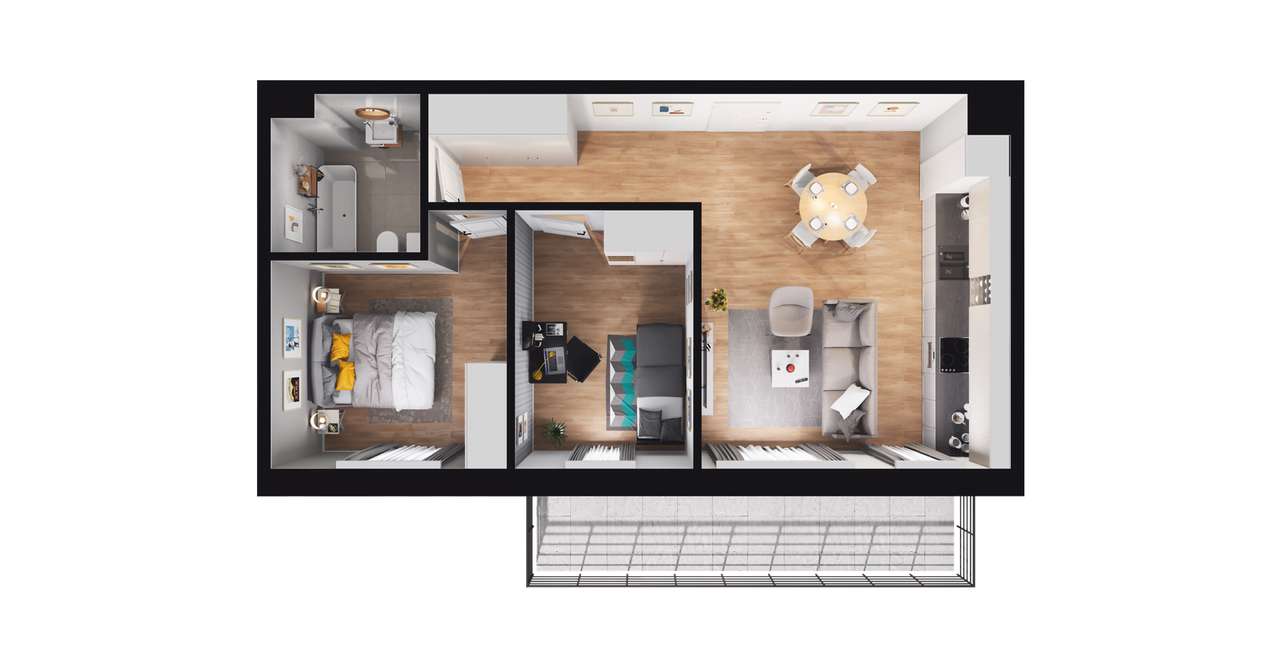 3-pokojowe mieszkanie 55m2 + balkon Bezpośrednio - Pełny obrazek: 3/9