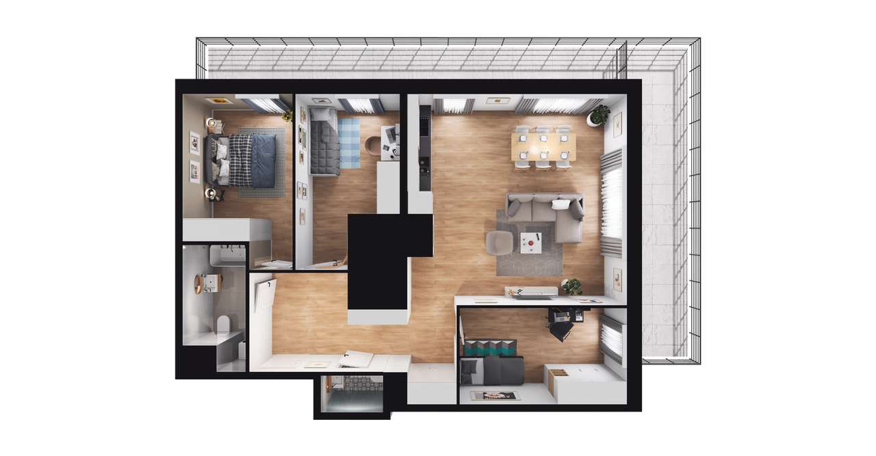 4-pokojowe mieszkanie 84m2 + 2 tarasy Bezpośrednio - Pełny obrazek: 2/8