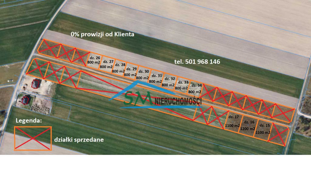 Działki Serock: 9 x 800m2, 2 x 1100m2, 1 x 1200m2