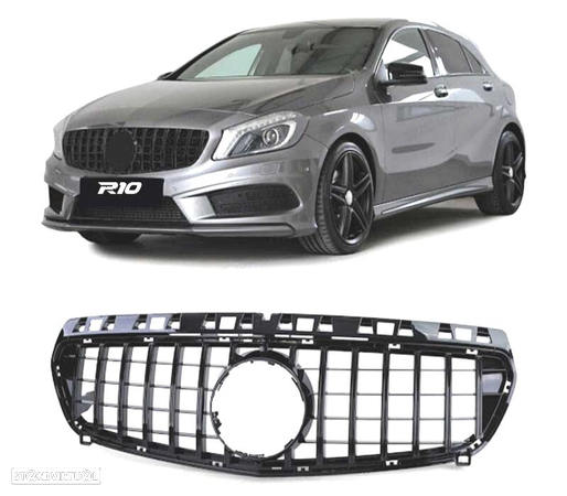 GRELHA FRONTAL PARA MERCEDES CLASSE A W176 12-15 GT STYLE PRETO BRILHANTE - 1