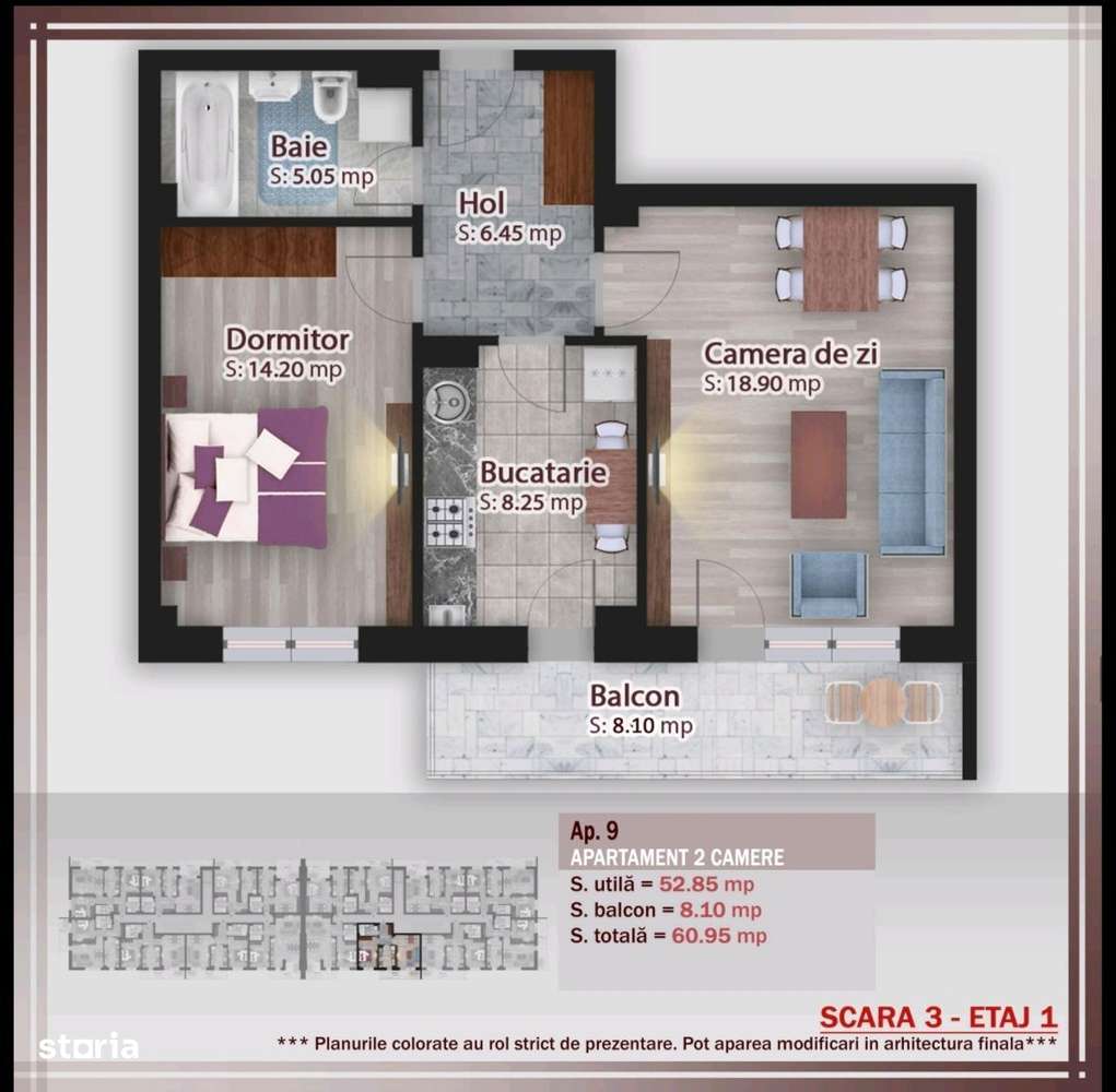 Apartament 2 camere decomandat,Cel mai mic pret, Rezidential Pallady - Imagine principală: 4/8