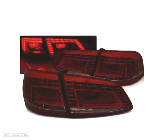 FAROLINS TRASEIROS LED PARA VOLKSWAGEN VW PASSAT B7 VARIANT 10-14 RED SMOKED VERMELHO FUMADO ESCUREC - 1