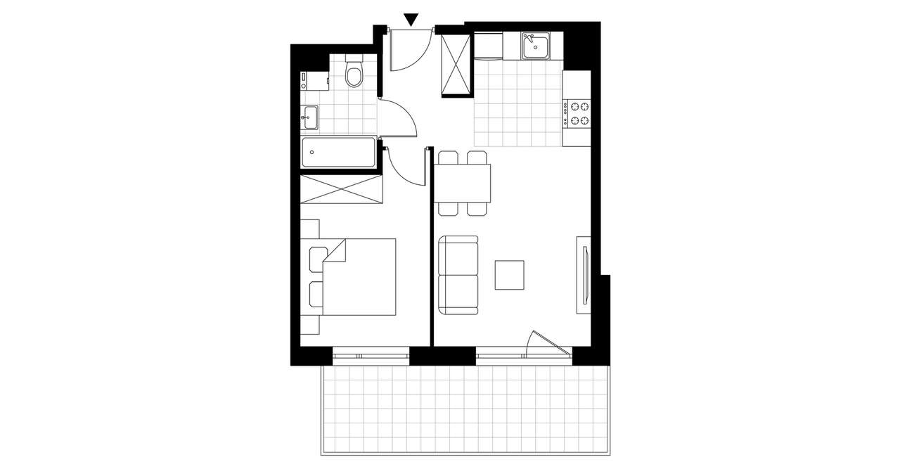 2-pokojowe mieszkanie 37m2 + balkon - Pełny obrazek: 3/8