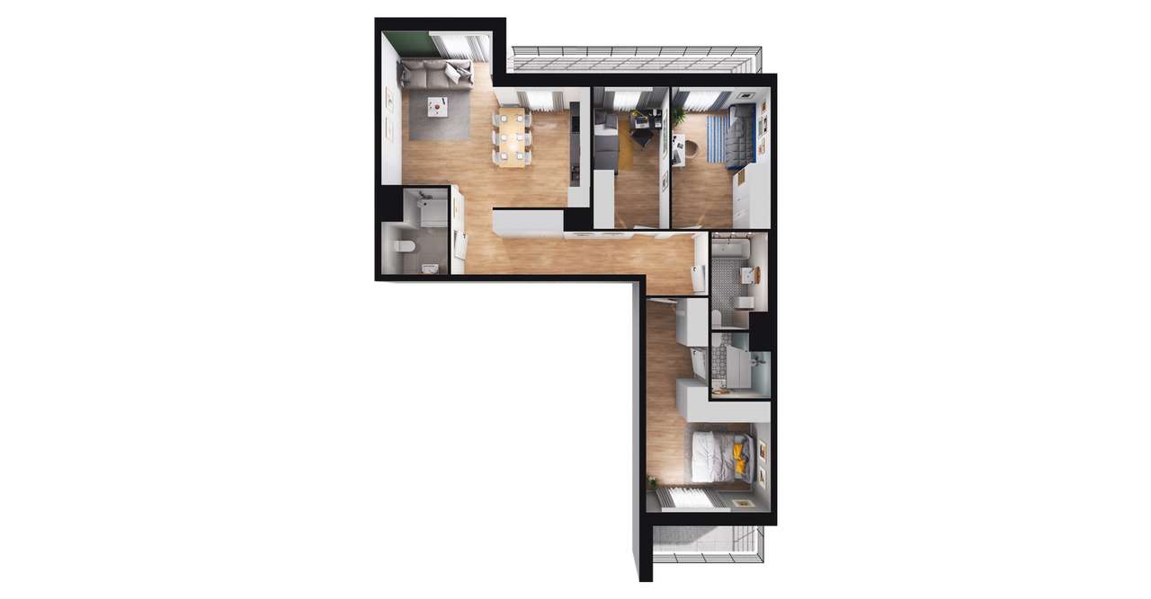 4-pokojowe mieszkanie 91m2 + 2 balkony - Pełny obrazek: 2/6