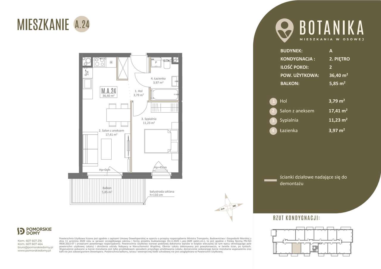 2-pokojowe mieszkanie 36m2 + balkon Bezpośrednio - Pełny obrazek: 2/7