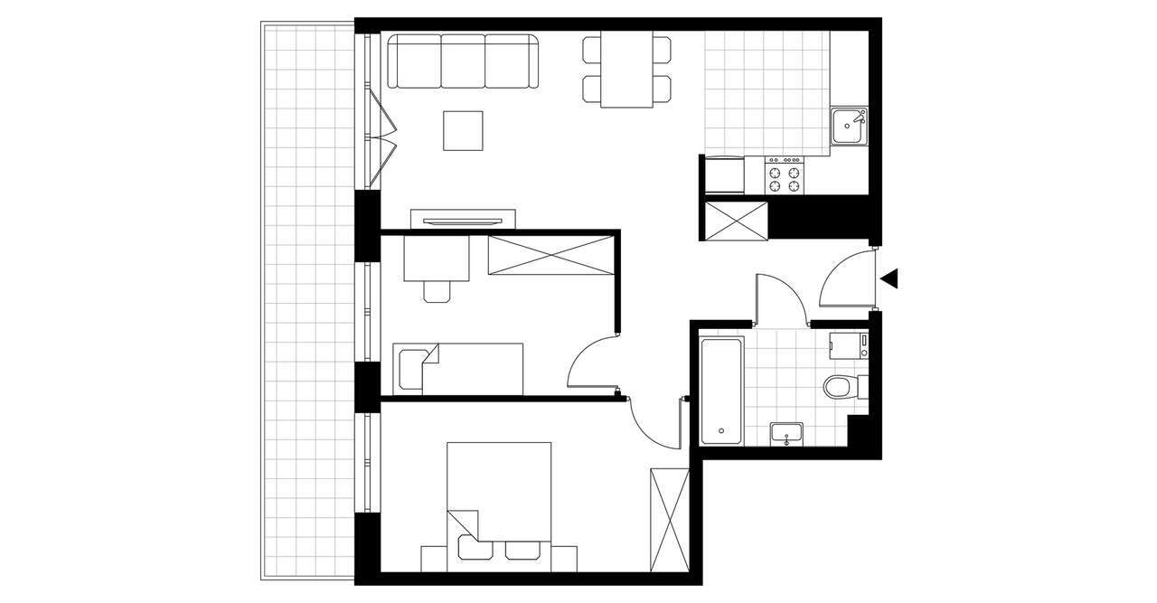 3-pokojowe mieszkanie 55m2 + balkon - Pełny obrazek: 3/7