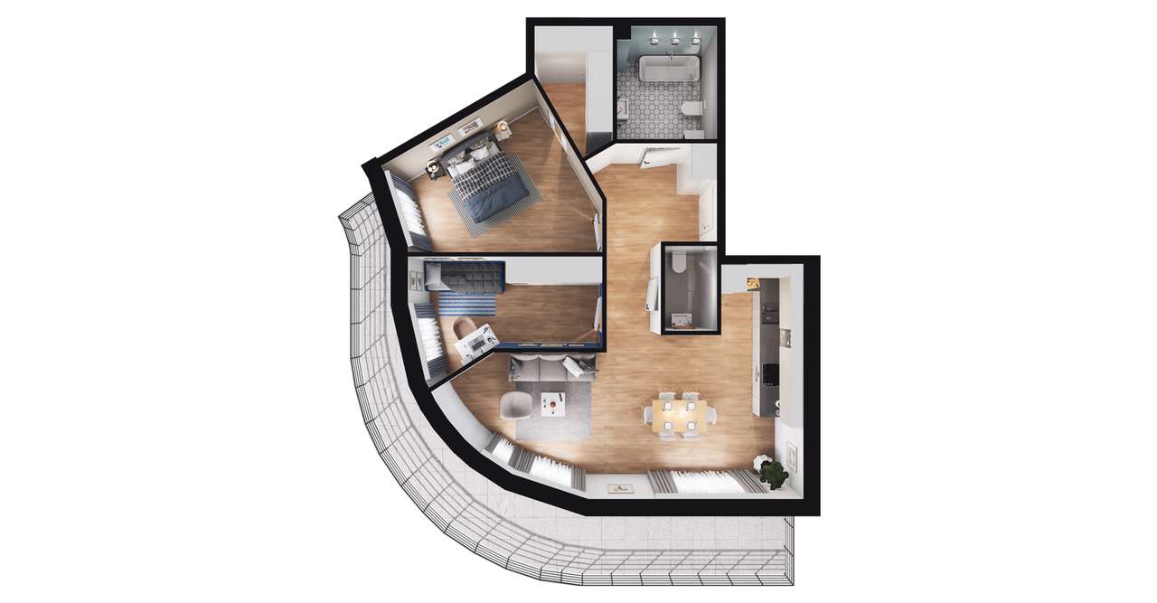 3-pokojowe mieszkanie 74m2 + balkon - Pełny obrazek: 2/8