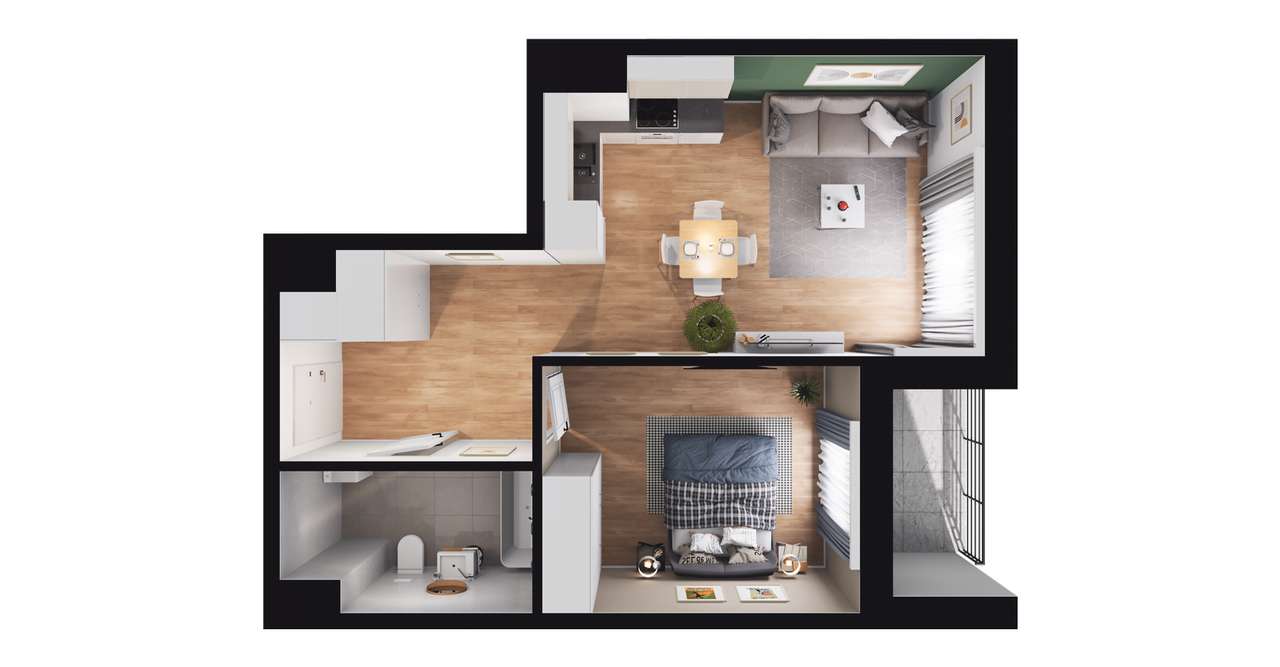 2-pokojowe mieszkanie 38m2 + balkon Bez Prowizji - Pełny obrazek: 2/8