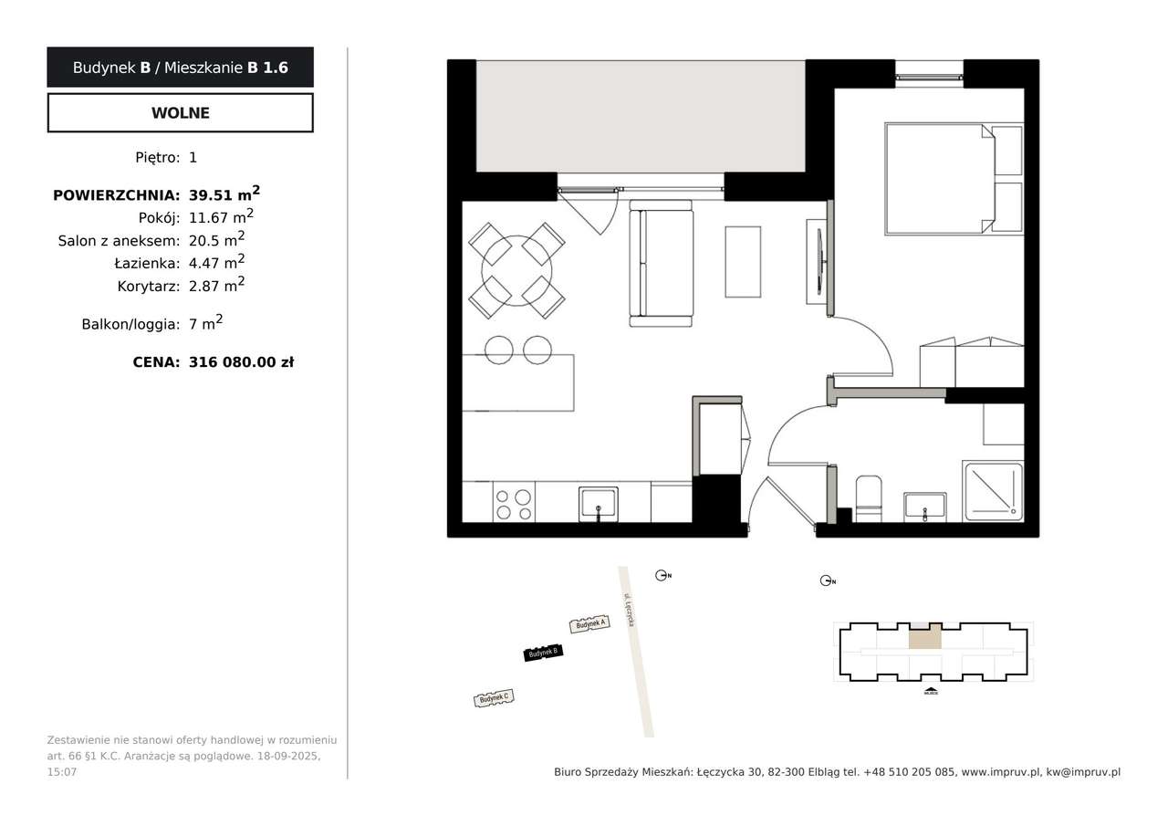 Osiedle Kameralne | mieszkanie 2-pok. | B 1.6 - Pełny obrazek: 2/7