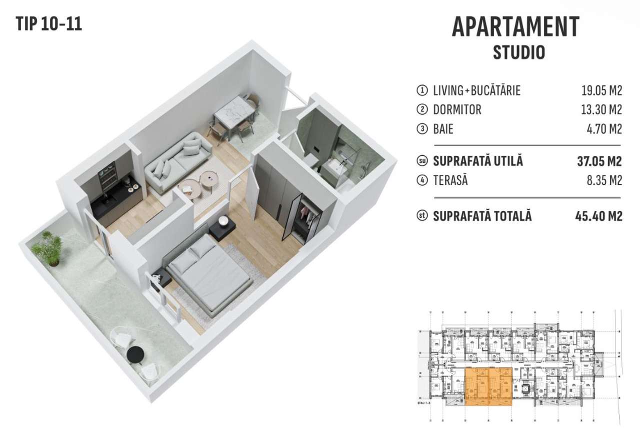 Metrou berceni Studio cu parcare subterana - Imagine principală: 2/8