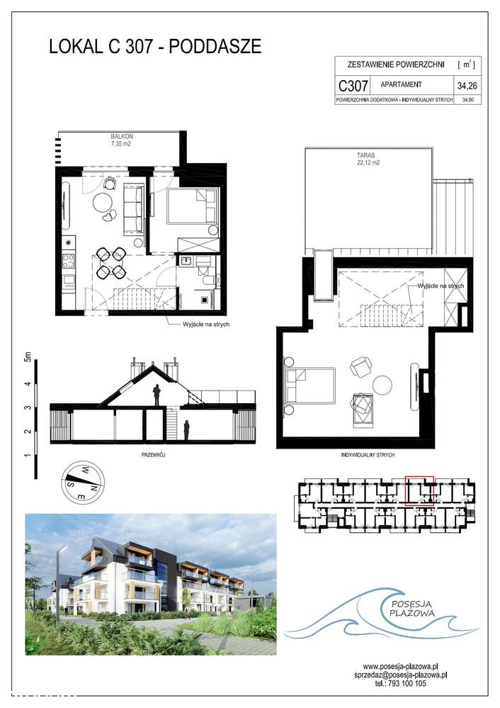 Posesja Plażowa | apartament 2-pok. | C307 - Pełny obrazek: 2/9