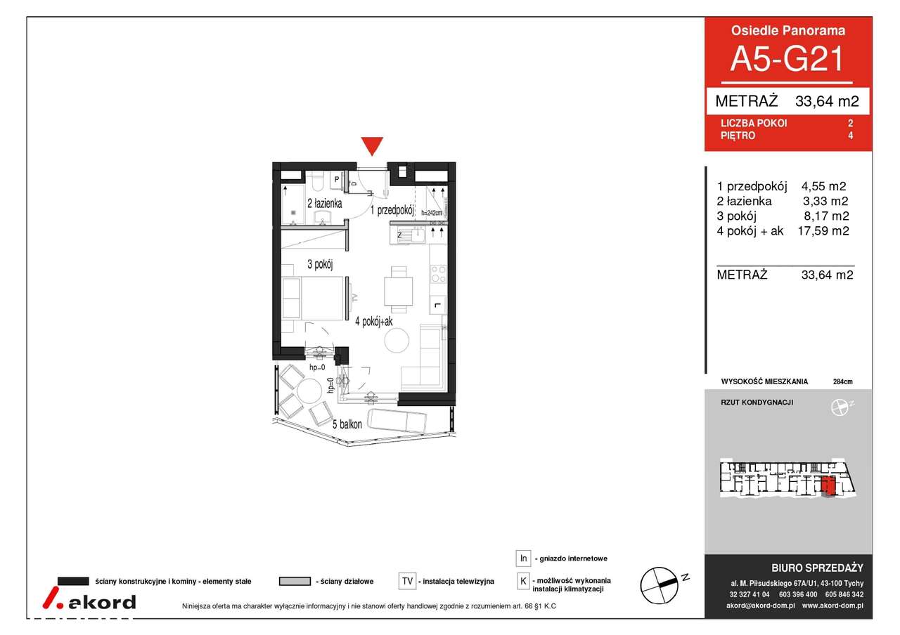 Słoneczna przestronna kawalerka z dużym balkonem - Pełny obrazek: 3/12