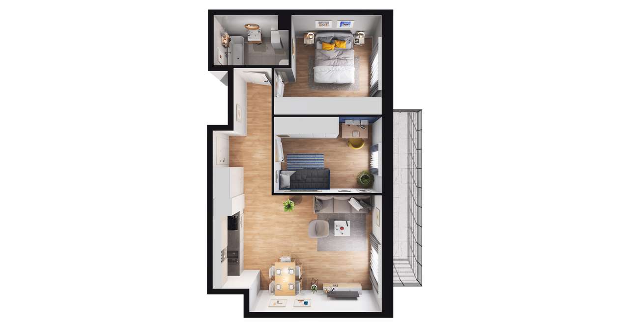 3-pokojowe mieszkanie 55m2 + balkon Bez Prowizji - Pełny obrazek: 2/8