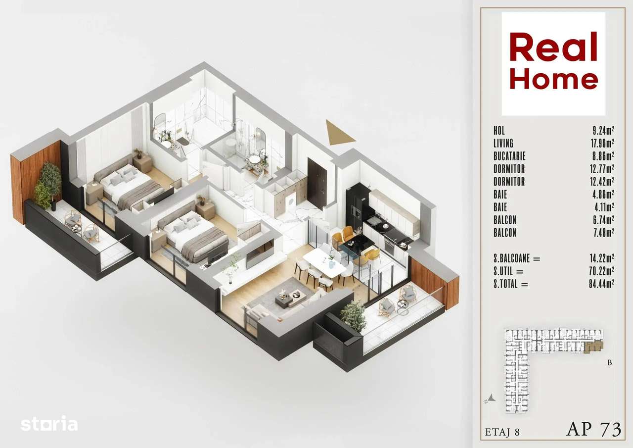 3 Camere Premium Izolatie Fonica Th. Pallady STB 8 Minute Predare 2025 - Imagine principală: 5/5