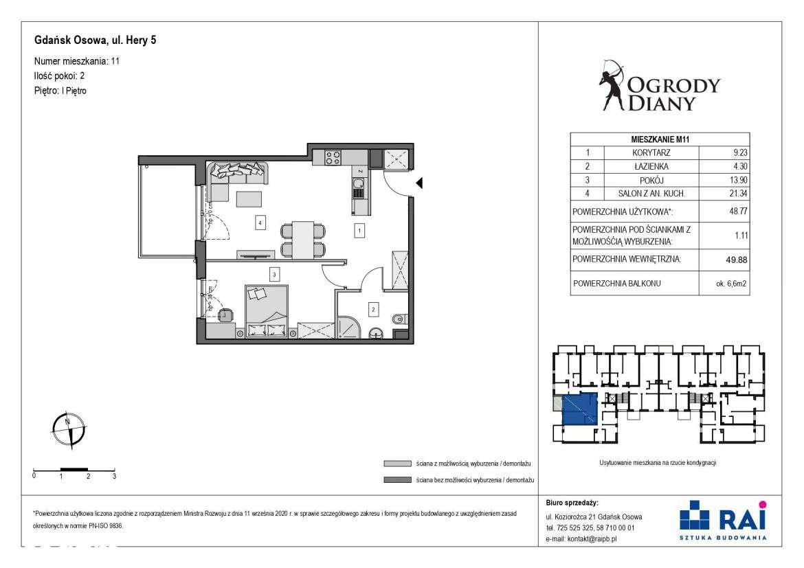 2-pokojowe mieszkanie 48m2 + balkon Bezpośrednio