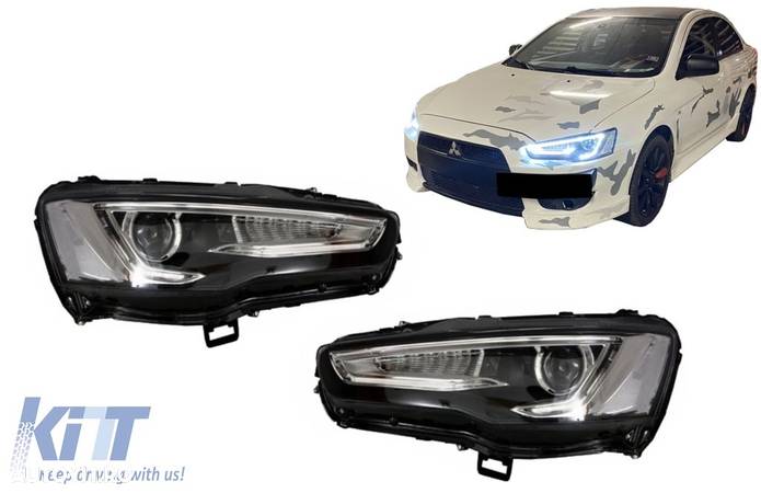 Faruri LED DRL compatibil cu Mitsubishi Lancer (2007-2017) Dual Projector Semnal Secvential Dinamic - 4