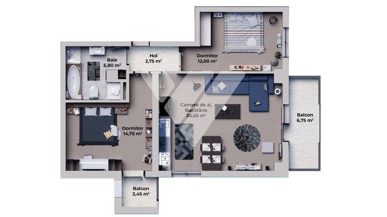 Apartament 3 camere, Decomandat,  etaj 1 -  Calea Surii Mici Sibiu - Imagine principală: 4/13