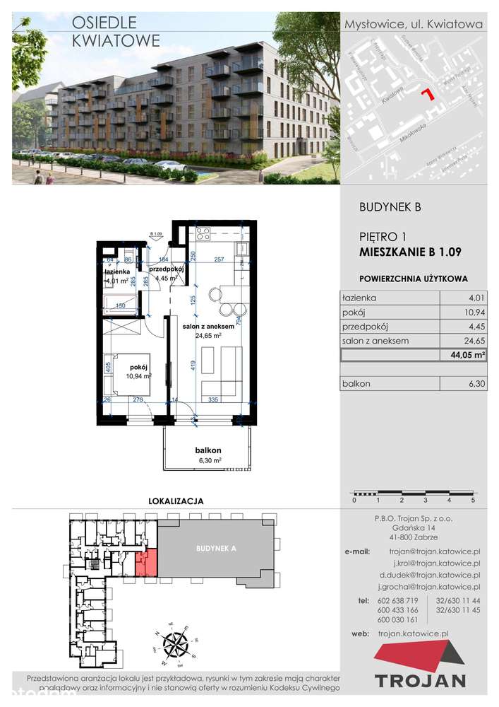Mysłowice, Kwiatowa  | mieszkanie 2-pok. | B 1.09 - Pełny obrazek: 2/9