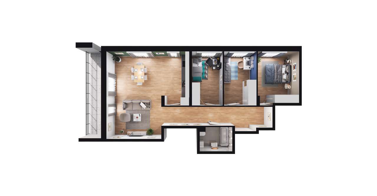 4-pokojowe mieszkanie 79m2 + balkon - Pełny obrazek: 3/9