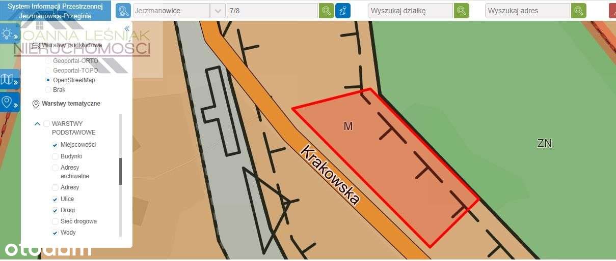DZIAŁKA w CAŁOŚCI BUDOWLANA POŁOŻONA W JERZMANOWICACH ul. KRAKOWSKA-8