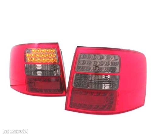 FAROLINS TRASEIROS LED PARA AUDI A6 4B AVANT 97-04 VERMELHO PRETO - 1