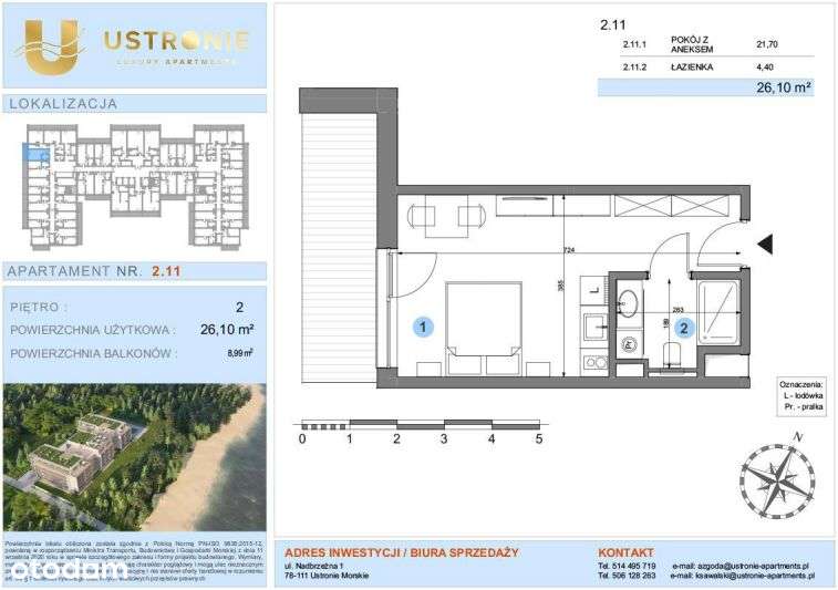 1-pokojowe mieszkanie 26m2 + balkon Bezpośrednio - Pełny obrazek: 2/7