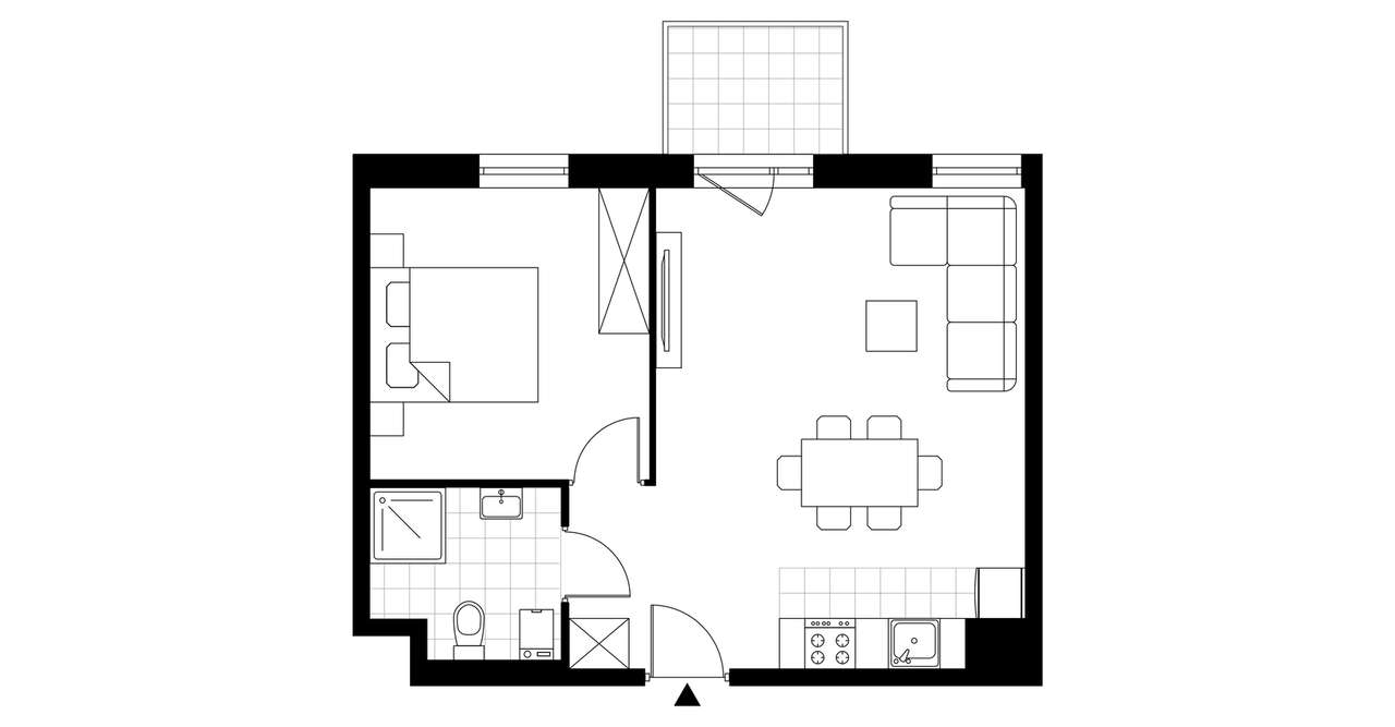 2-pokojowe mieszkanie 44m2 + balkon Bezpośrednio - Pełny obrazek: 4/9