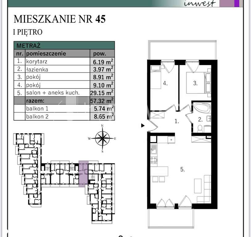 Piękne trzy pokoje plus dwa balkony Ponikwoda - Pełny obrazek: 2/6