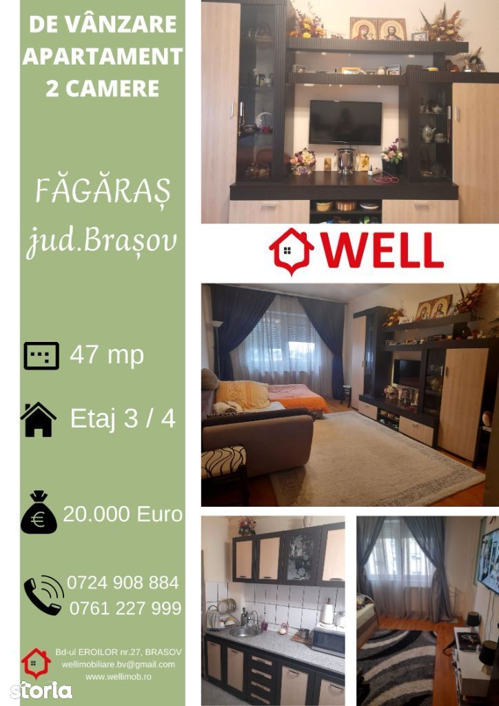 De Vânzare Apartament 2 camere, Făgăraș, jud. Brașov