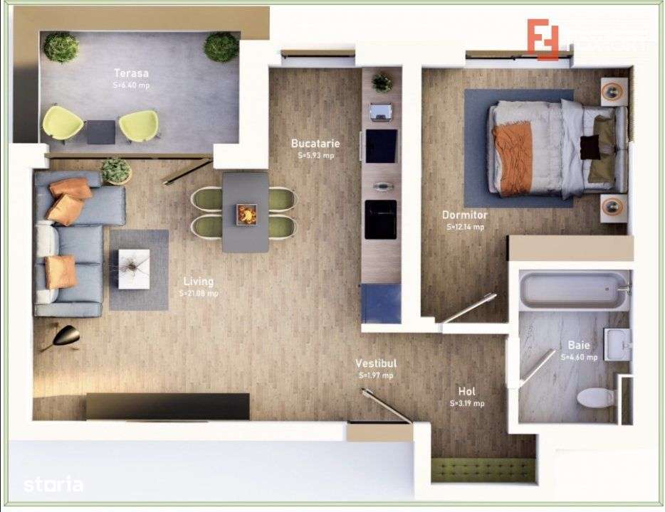 COMISION 0% Apartament cu 2 camere, bloc nou, loc de parcare, zona Meh - Imagine principală: 2/7