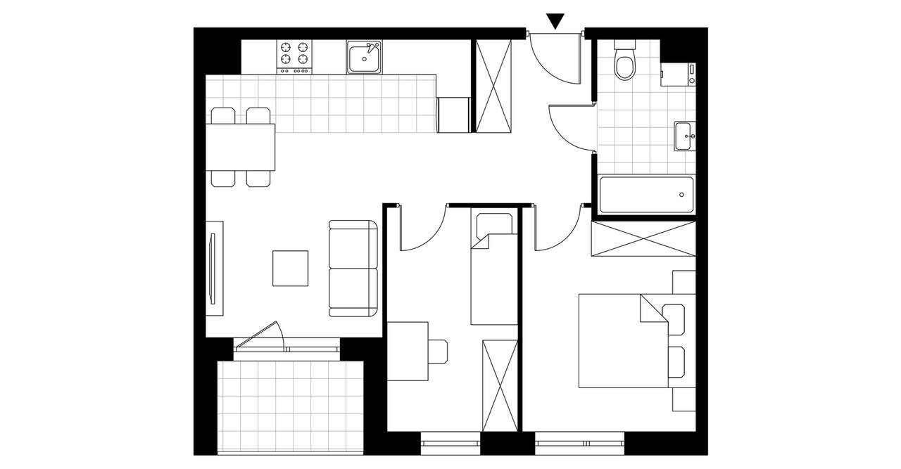 3-pokojowe mieszkanie 48m2 + loggia Bezpośrednio - Pełny obrazek: 3/8