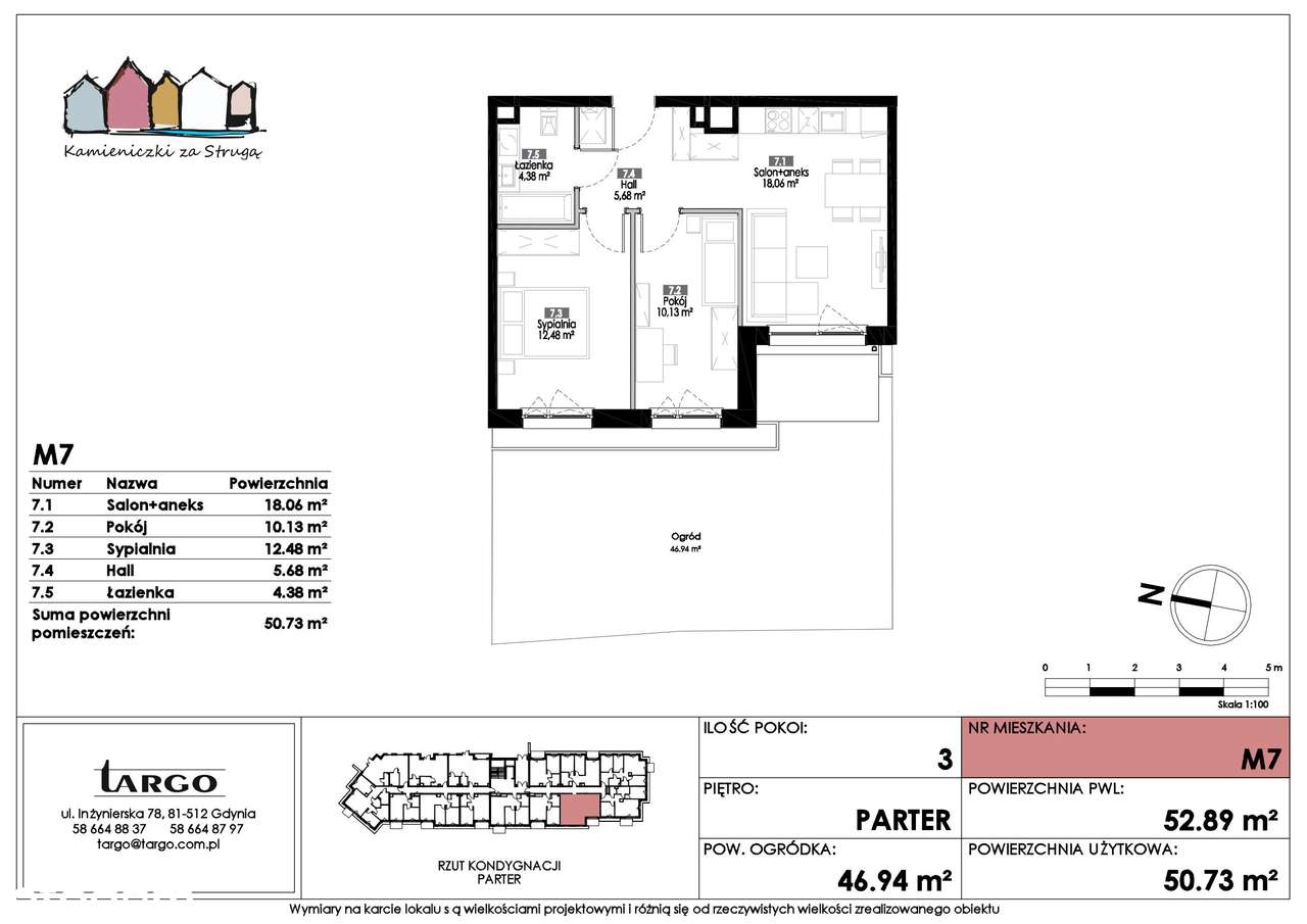 3-pokojowe mieszkanie 50m2 + ogródek Bez Prowizji - Pełny obrazek: 2/7
