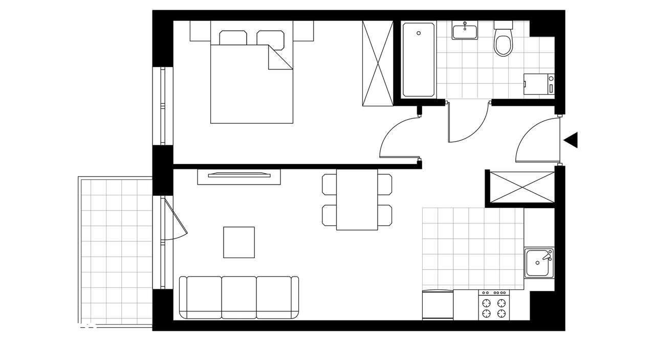 2-pokojowe mieszkanie 42m2 + balkon Bezpośrednio - Pełny obrazek: 3/7