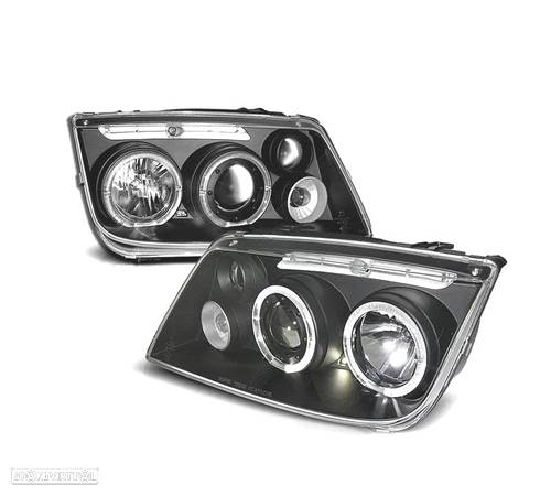 FARÓIS ANGEL EYES PARA VOLKSWAGEN VW BORA 98-05 FUNDO PRETO H1 H1 H3 - 1