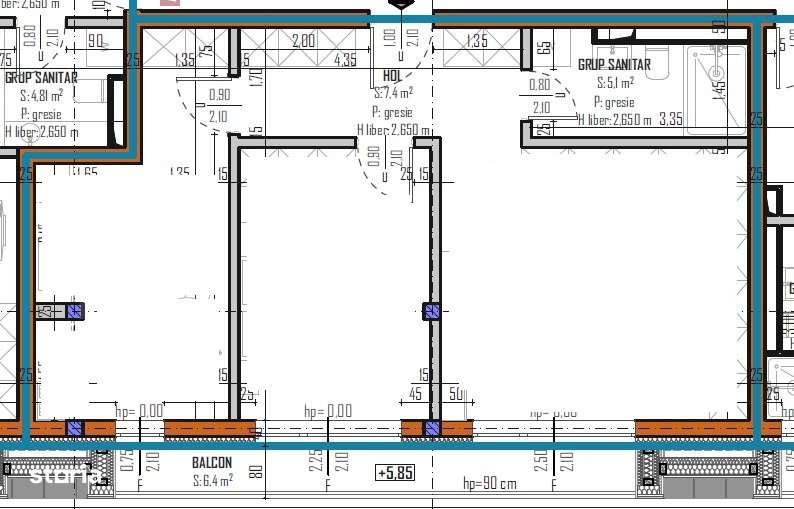 Apartament 3 camere, 59mp, bloc nou, zona Regal, Baciu - Imagine principală: 5/5