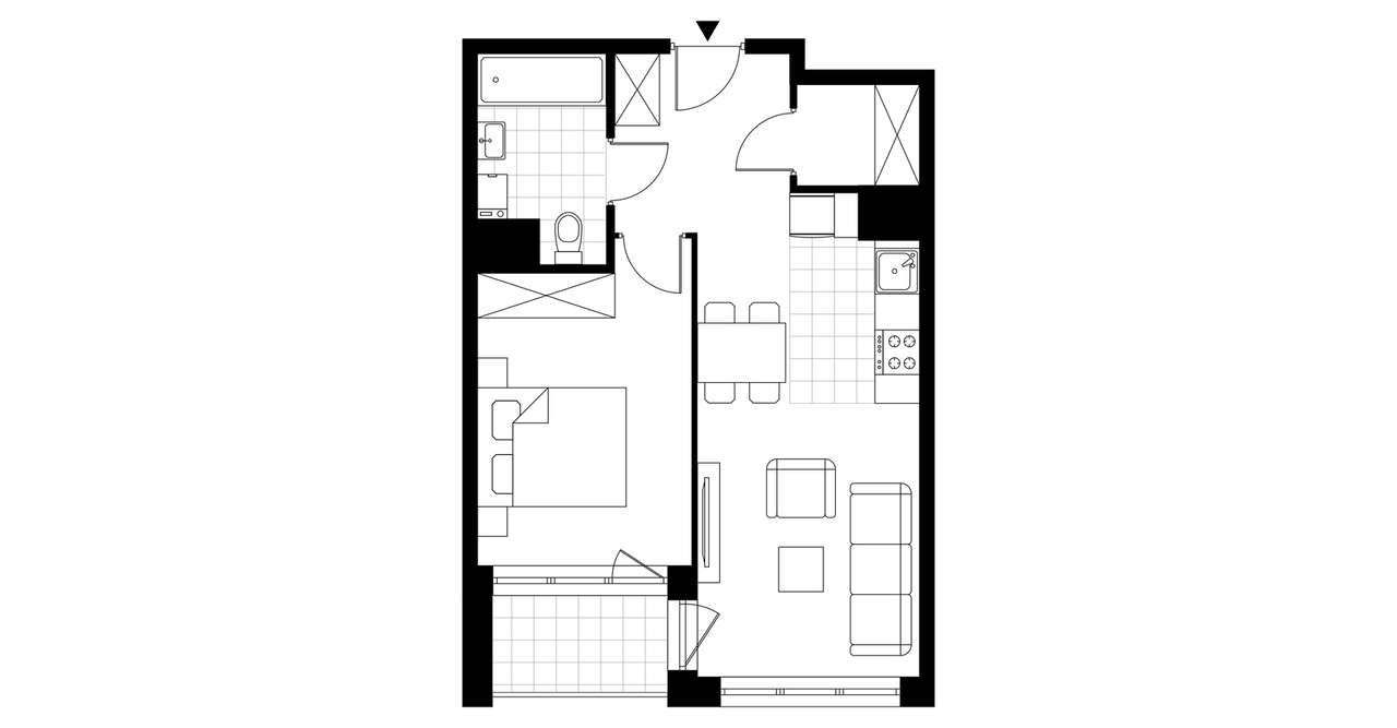 2-pokojowe mieszkanie 42m2 + loggia - Pełny obrazek: 4/9