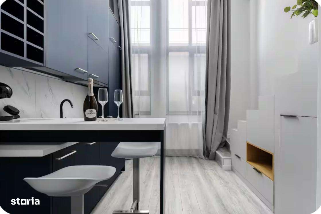 Studio modern tip LOFT, complet mobilat si utilat-0