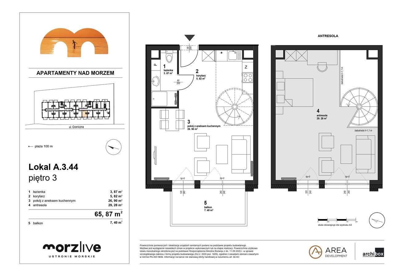Apartament z antresolą | 100 m od plaży | Morzlive 4 pokoje - Pełny obrazek: 3/9