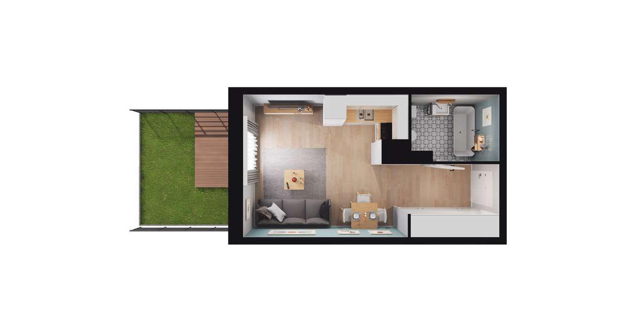 1-pokojowy apartament inwestycyjny 24m2 + ogródek - Pełny obrazek: 2/8