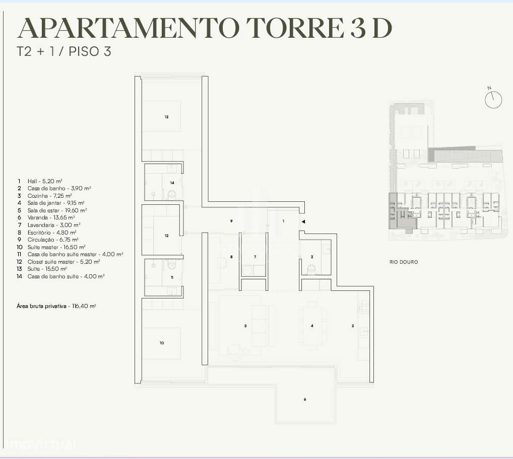 Apartamento T2+1 com varanda em empreendimento de luxo no Campo Alegre - Grande imagem: 3/24