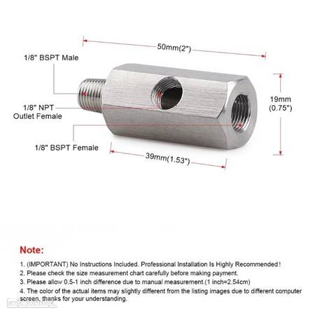 Adaptador Sensores de Pressão / Temperatura óleo 1/8 - Inox - 2